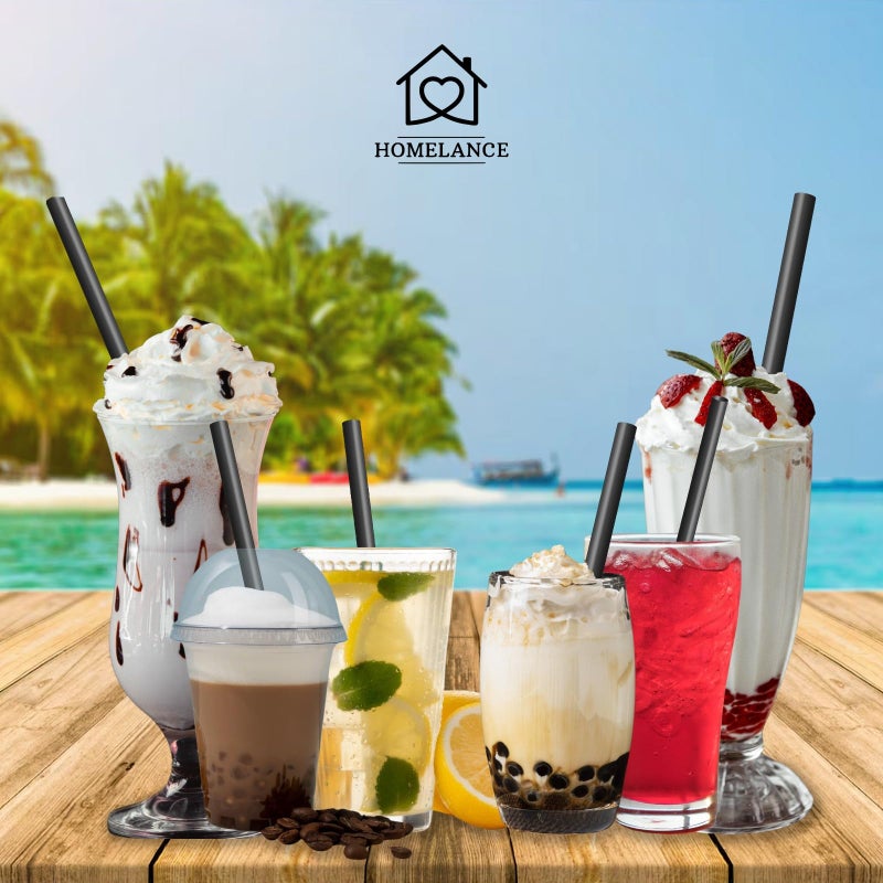 Homelance 400 Pcs Black Colors Jumbo Smoothie Straws Disposable Milkshake Straws Jumbo, Bubble Tea Straw For Cakes, Disposable Smoothie Straw Individually Wrapped (0.43" Wide X 9.84" Long) - Image 5